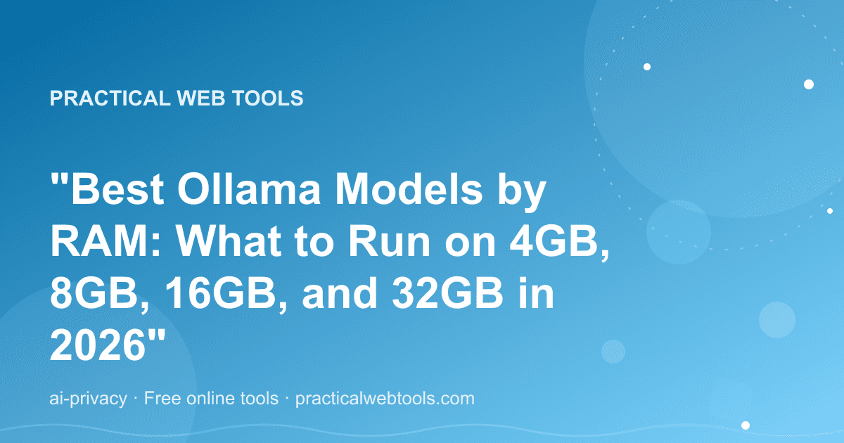 Best Ollama Models by RAM: What to Run on 4GB, 8GB, 16GB, and 32GB in 2026