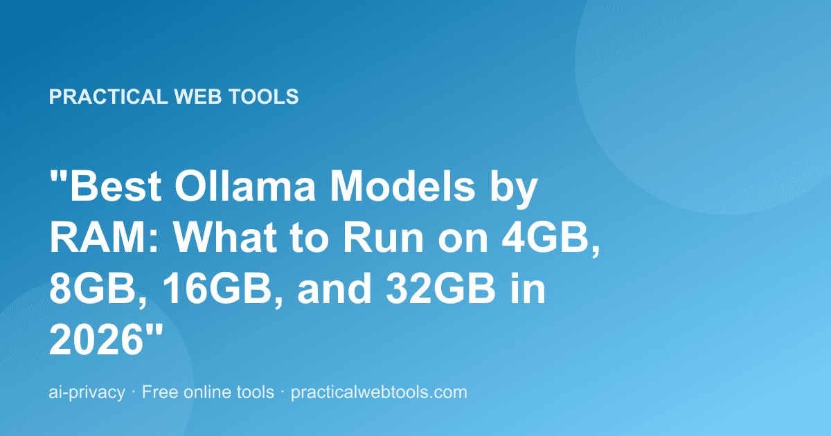 Best Ollama Models by RAM: What to Run on 4GB, 8GB, 16GB, and 32GB in 2026